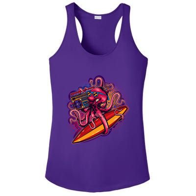 Retro Eighties 80's Surfer Octopus Ladies PosiCharge Competitor Racerback Tank