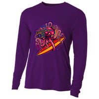 Retro Eighties 80's Surfer Octopus Cooling Performance Long Sleeve Crew