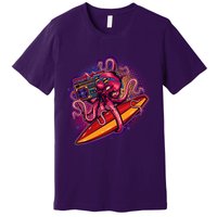 Retro Eighties 80's Surfer Octopus Premium T-Shirt