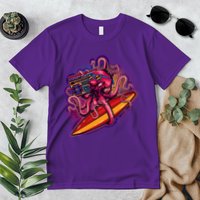 Retro Eighties 80's Surfer Octopus Premium T-Shirt