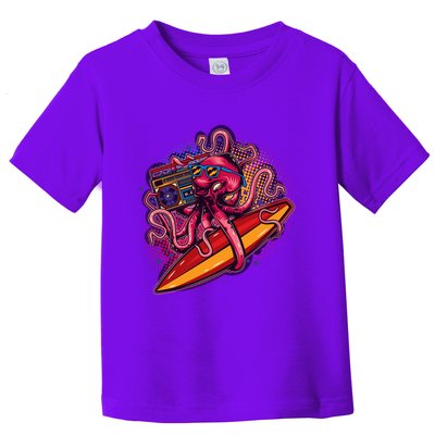 Retro Eighties 80's Surfer Octopus Toddler T-Shirt