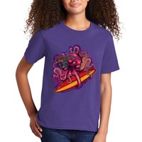 Retro Eighties 80's Surfer Octopus Kids T-Shirt