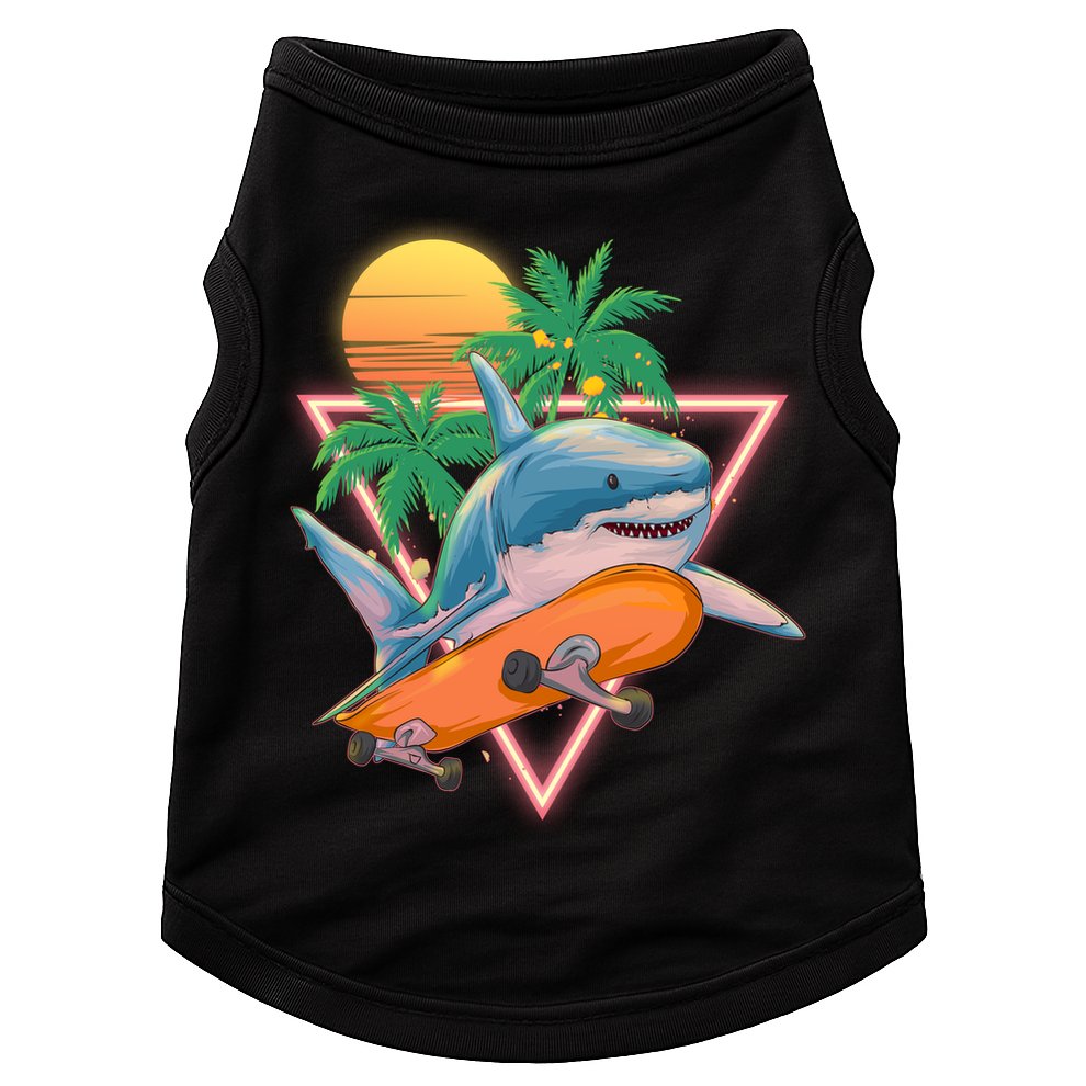 Retro Eighties 80's Skateboarding Shark Doggie Tank