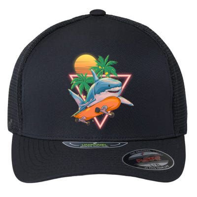 Retro Eighties 80's Skateboarding Shark Flexfit Unipanel Trucker Cap