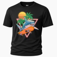 Retro Eighties 80's Skateboarding Shark Cooling Performance Crew T-Shirt