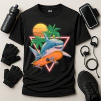 Retro Eighties 80's Skateboarding Shark Cooling Performance Crew T-Shirt