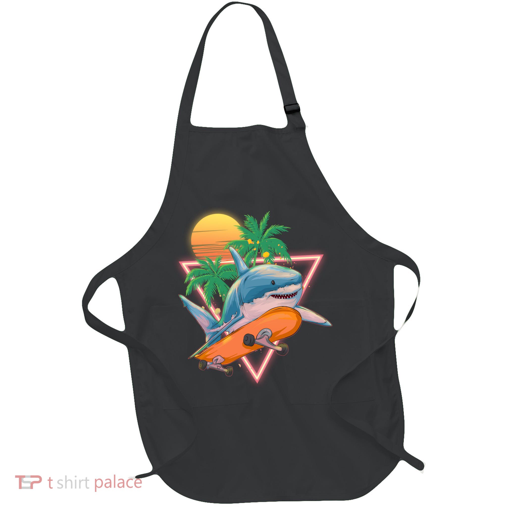 Retro Eighties 80's Skateboarding Shark Apron
