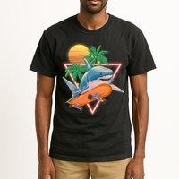 Retro Eighties 80's Skateboarding Shark Tall T-Shirt