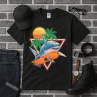 Retro Eighties 80's Skateboarding Shark Tall T-Shirt