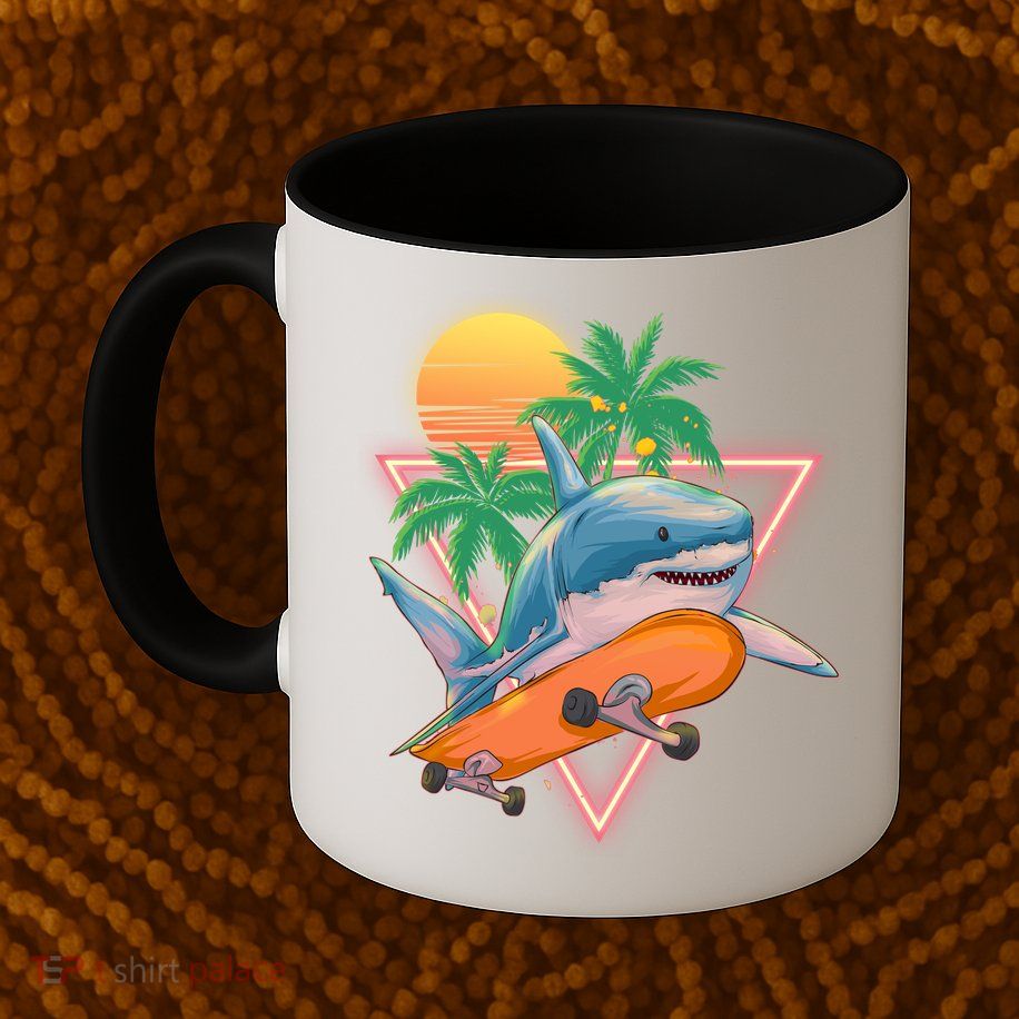 Retro Eighties 80's Skateboarding Shark Mug