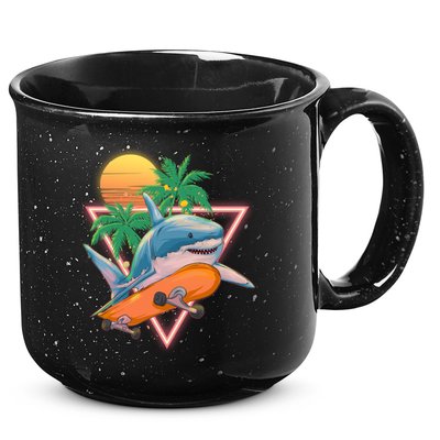 Retro Eighties 80's Skateboarding Shark 15oz Campfire Ceramic Mug