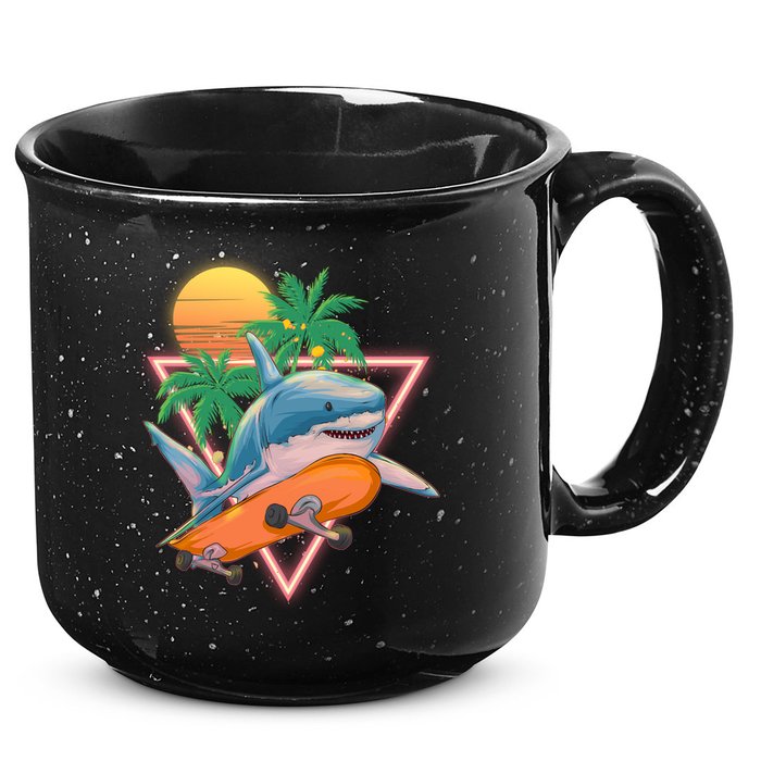 Retro Eighties 80's Skateboarding Shark 15oz Campfire Ceramic Mug