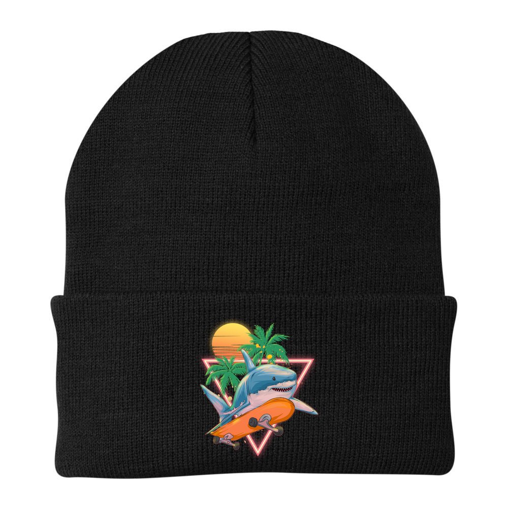 Retro Eighties 80's Skateboarding Shark Beanie