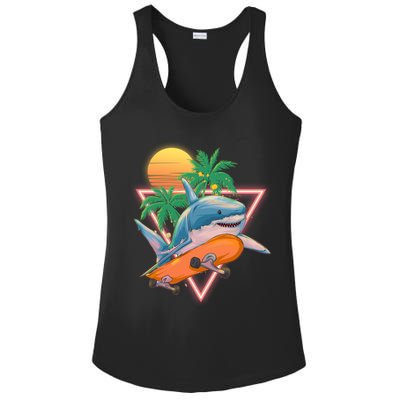 Retro Eighties 80's Skateboarding Shark Ladies PosiCharge Competitor Racerback Tank