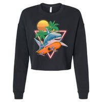 Retro Eighties 80's Skateboarding Shark Cropped Pullover Crew