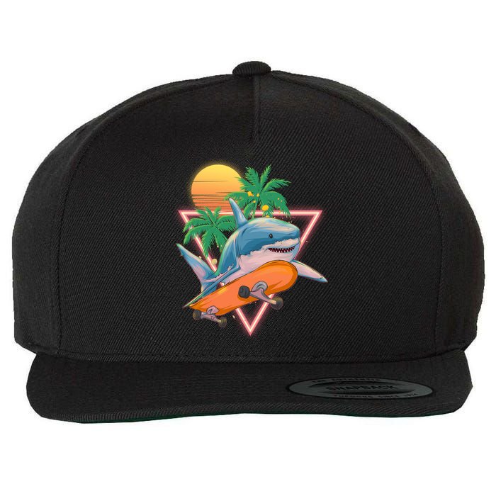Retro Eighties 80's Skateboarding Shark Wool Snapback Cap