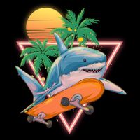 Retro Eighties 80's Skateboarding Shark Wool Snapback Cap
