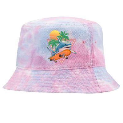 Retro Eighties 80's Skateboarding Shark Tie-Dyed Bucket Hat