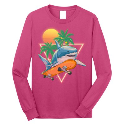 Retro Eighties 80's Skateboarding Shark Long Sleeve Shirt