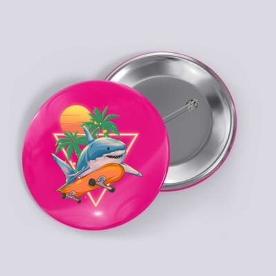 Retro Eighties 80's Skateboarding Shark Button