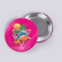 Retro Eighties 80's Skateboarding Shark Button