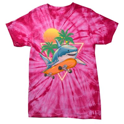 Retro Eighties 80's Skateboarding Shark Tie-Dye T-Shirt