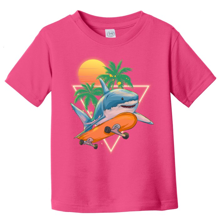 Retro Eighties 80's Skateboarding Shark Toddler T-Shirt