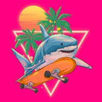 Retro Eighties 80's Skateboarding Shark Toddler T-Shirt