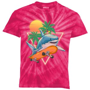 Retro Eighties 80's Skateboarding Shark Kids Tie-Dye T-Shirt