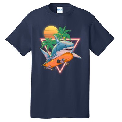 Retro Eighties 80's Skateboarding Shark Tall T-Shirt