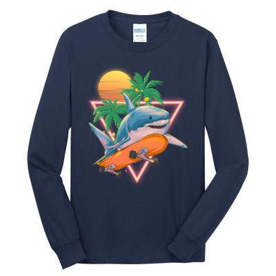 Retro Eighties 80's Skateboarding Shark Tall Long Sleeve T-Shirt