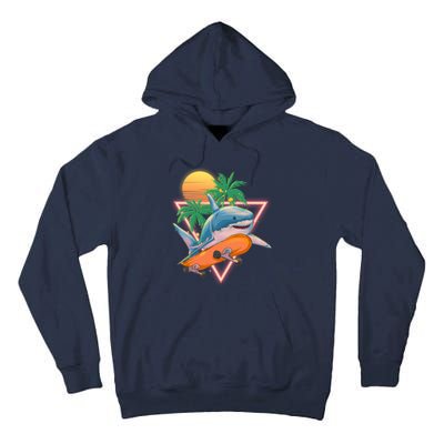 Retro Eighties 80's Skateboarding Shark Tall Hoodie