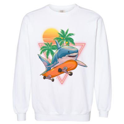 Retro Eighties 80's Skateboarding Shark Garment-Dyed Sweatshirt
