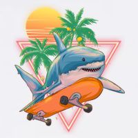 Retro Eighties 80's Skateboarding Shark Garment-Dyed Sweatshirt