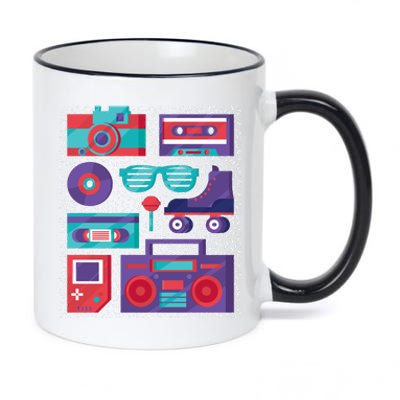 Retro Elements 90s 11oz Black Color Changing Mug