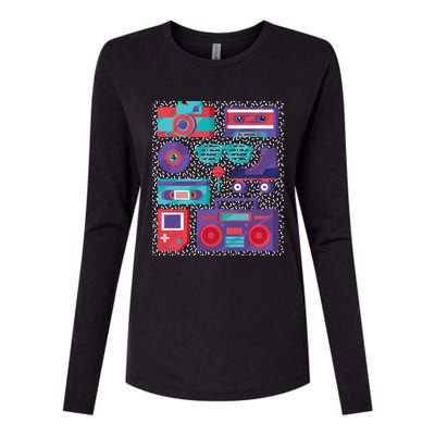 Retro Elements 90s Womens Cotton Relaxed Long Sleeve T-Shirt