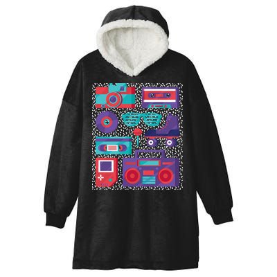 Retro Elements 90s Hooded Wearable Blanket