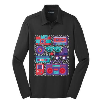 Retro Elements 90s Silk Touch Performance Long Sleeve Polo