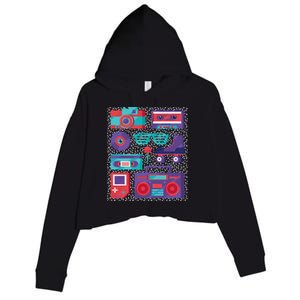 Retro Elements 90s Crop Fleece Hoodie