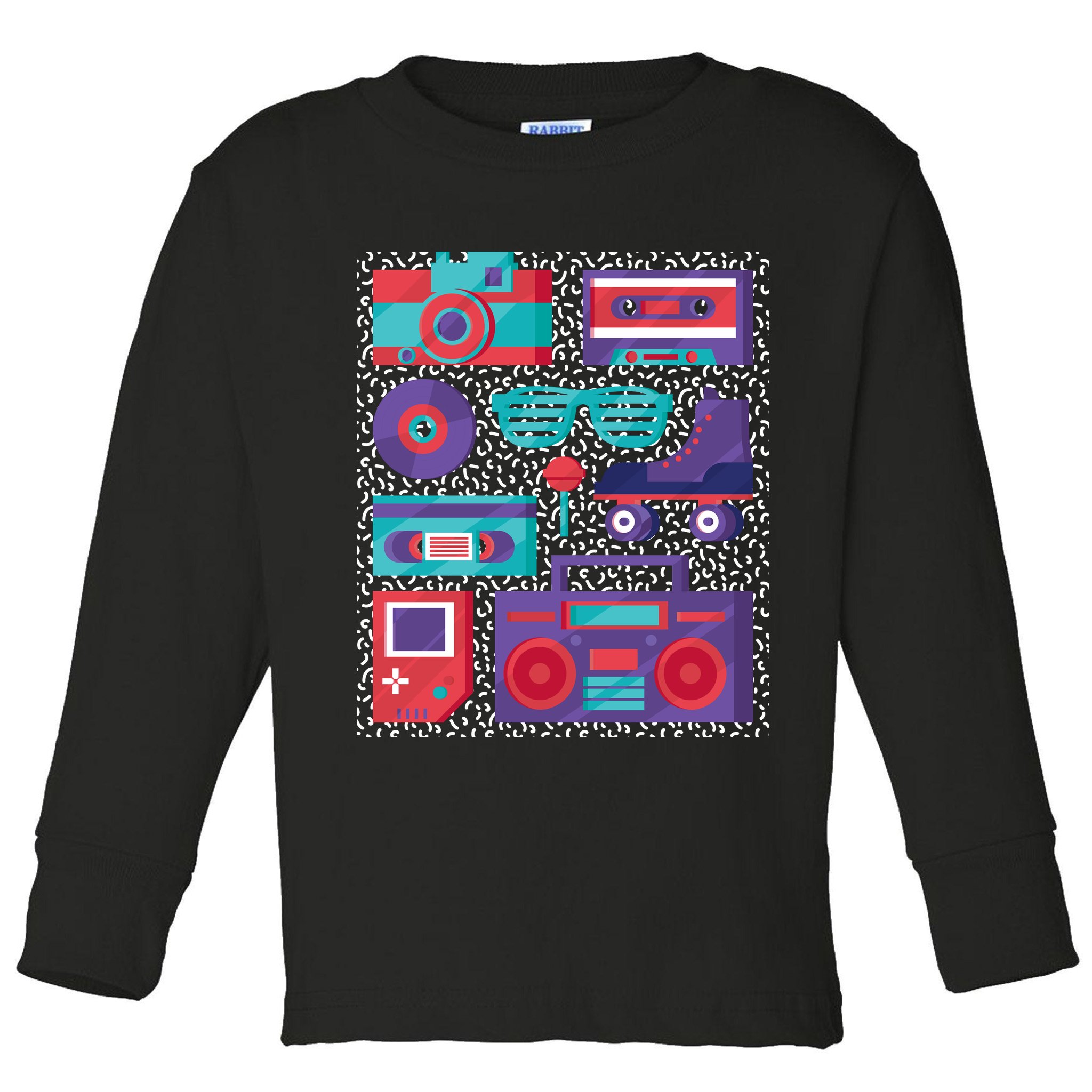 Retro Elements 90s Toddler Long Sleeve Shirt