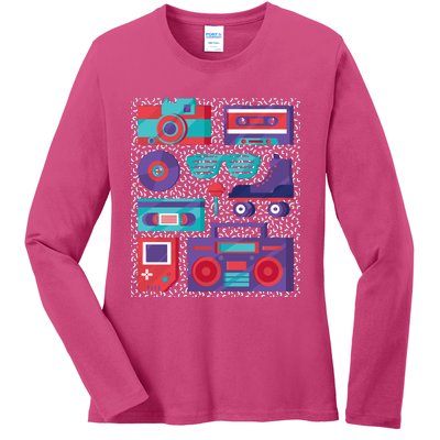 Retro Elements 90s Ladies Long Sleeve Shirt