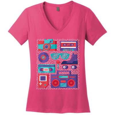 Retro Elements 90s Women's V-Neck T-Shirt