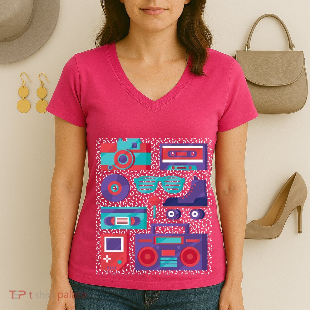 Retro Elements 90s Women's V-Neck T-Shirt