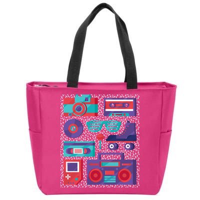 Retro Elements 90s Zip Tote Bag