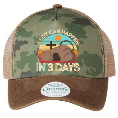 Retro Easter A Lot Can Happen In 3 Days Legacy Tie Dye Trucker Hat