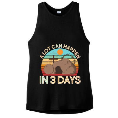 Retro Easter A Lot Can Happen In 3 Days Ladies PosiCharge Tri-Blend Wicking Tank