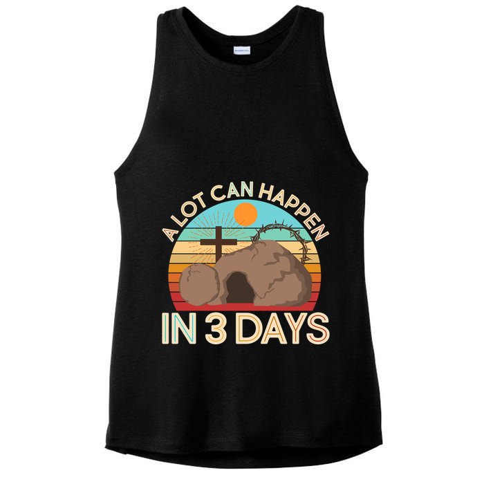Retro Easter A Lot Can Happen In 3 Days Ladies PosiCharge Tri-Blend Wicking Tank