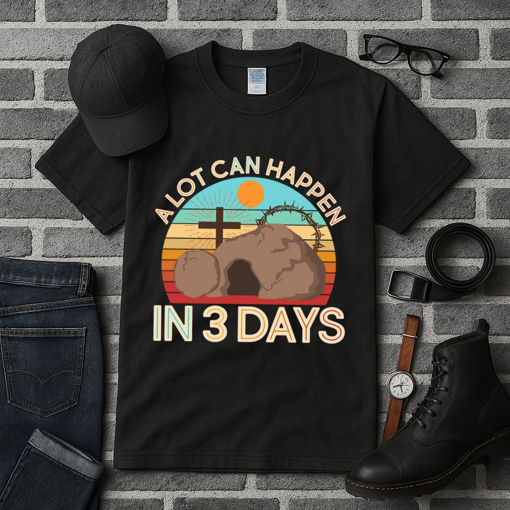 Retro Easter A Lot Can Happen In 3 Days Tall T-Shirt