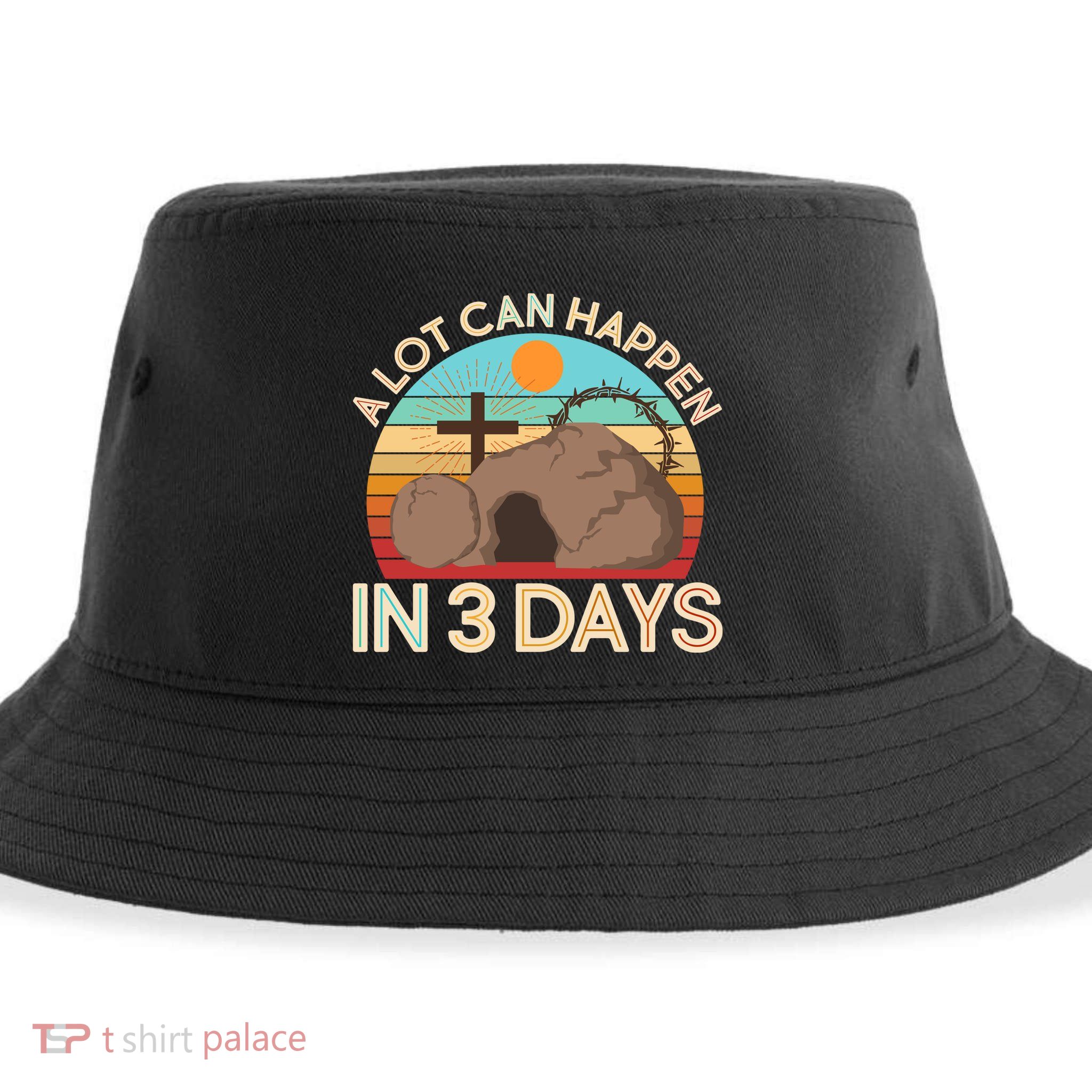 Retro Easter A Lot Can Happen In 3 Days Sustainable Bucket Hat