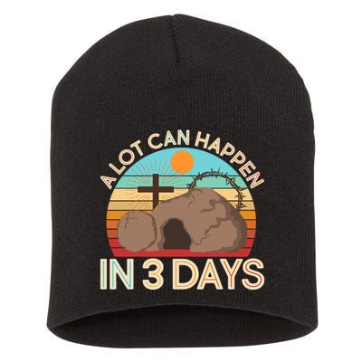 Retro Easter A Lot Can Happen In 3 Days Short Acrylic Beanie